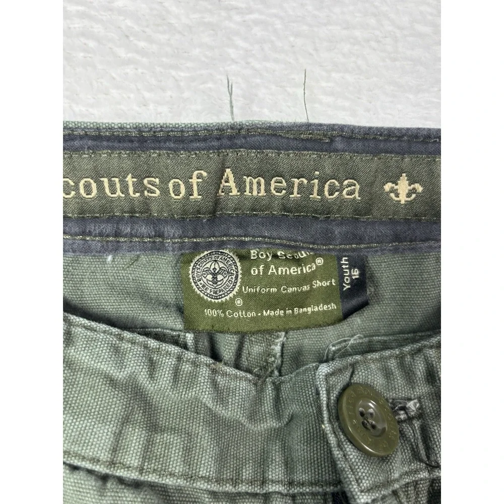 Boy Scouts of America BSA Youth Cargo Shorts Olive Green Official Uniform Sz 16